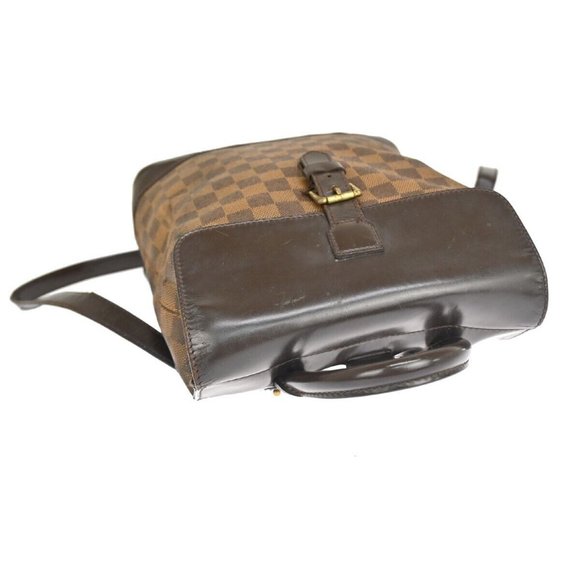 LOUIS VUITTON Logo Soho Backpack Bag Damier Ebene Leather Brown - Picture 12 of 16